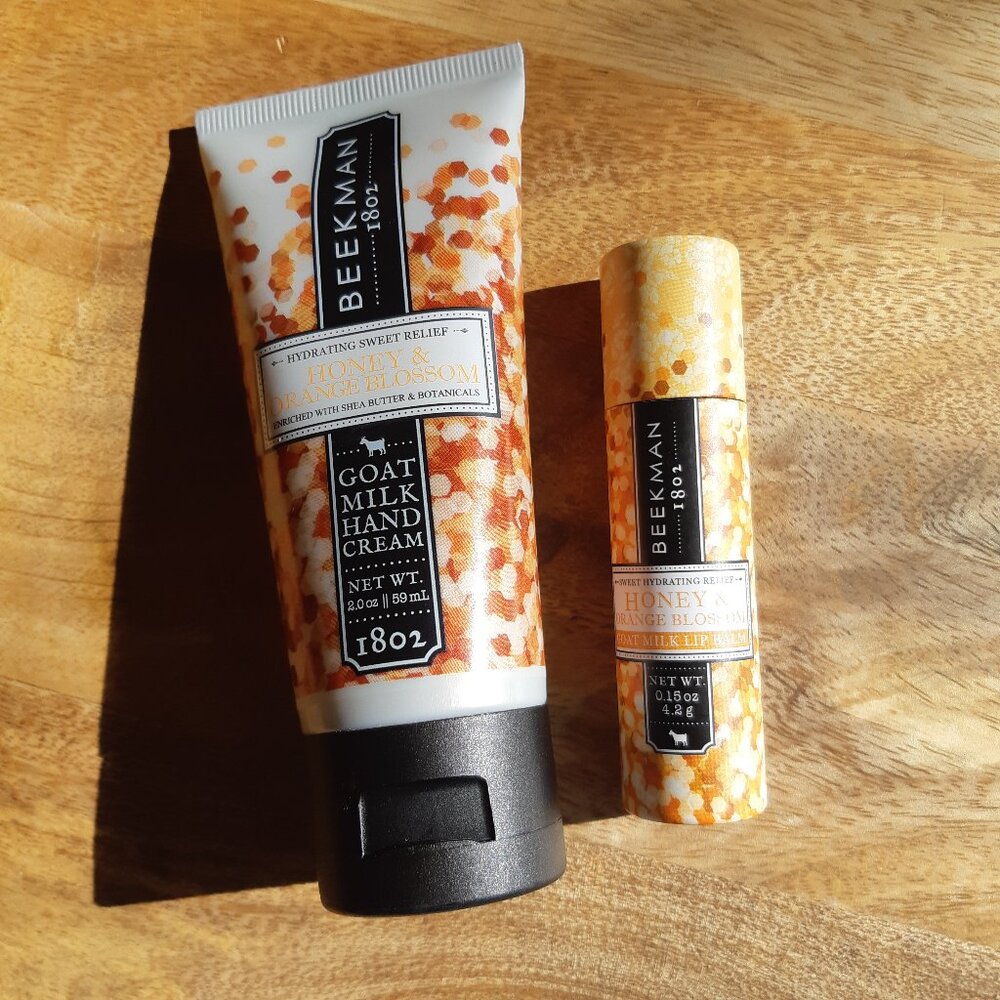 *New* Beekman 1802 Honey & Orange Blossom Goat Milk Hand Cream and Lip Balm Duo